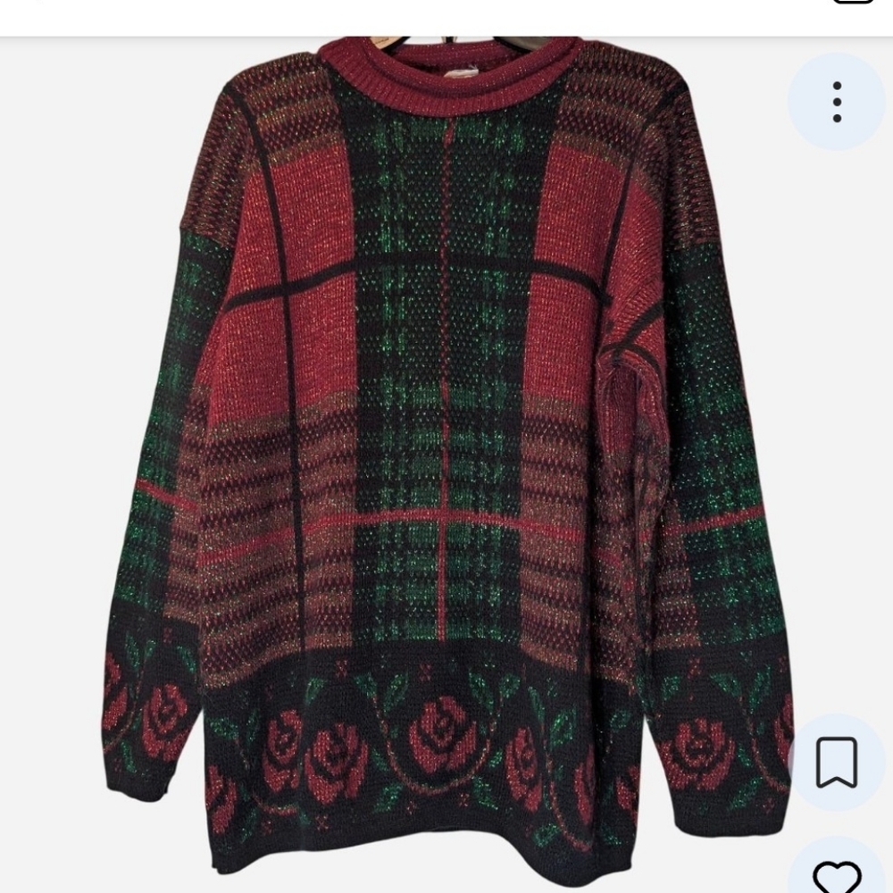 Pre-owned Holiday Time Women's Red and Green Plaid Cardigan